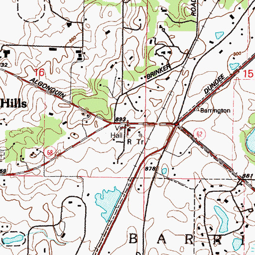 Topographic Map of Barrington Hills Village Hall, IL