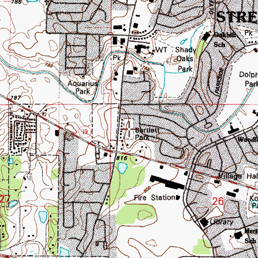 Topographic Map of Bartlett Park, IL