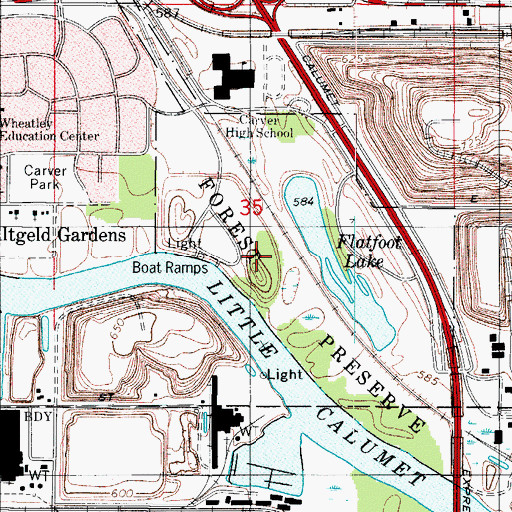 Topographic Map of Beaubien Forest Preserve, IL
