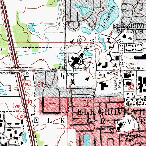 Topographic Map of Biesterfield School (historical), IL