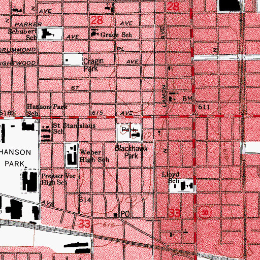 Topographic Map of Blackhawk Park, IL