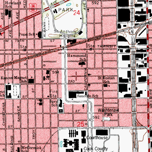 Topographic Map of Bohemian California, IL