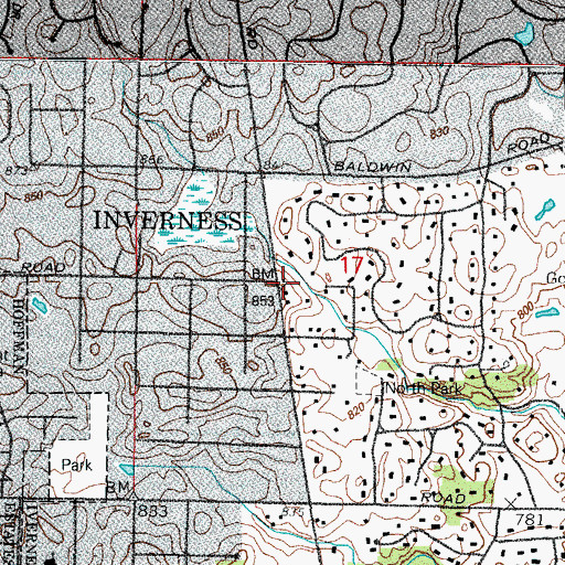 Topographic Map of Brick School (historical), IL