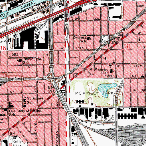Topographic Map of Brighton Stock Yards (historical), IL