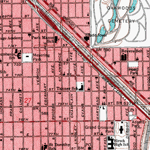 Topographic Map of Brookline, IL