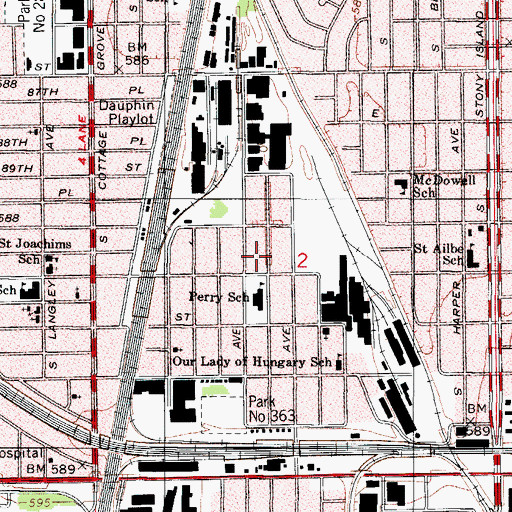 Topographic Map of Burnside, IL