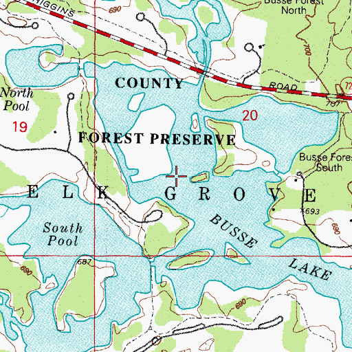Topographic Map of Busse Lake, IL