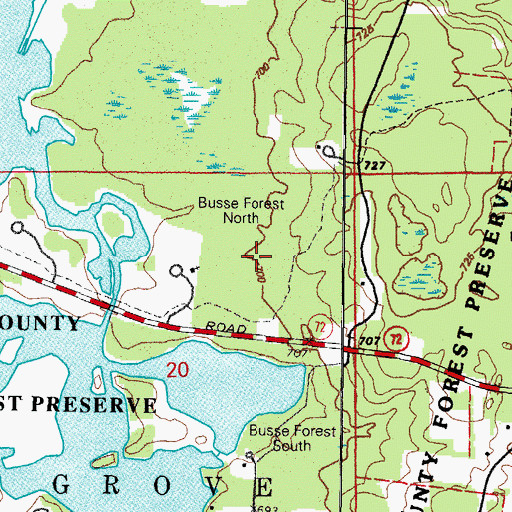 Topographic Map of Busse Forest North, IL