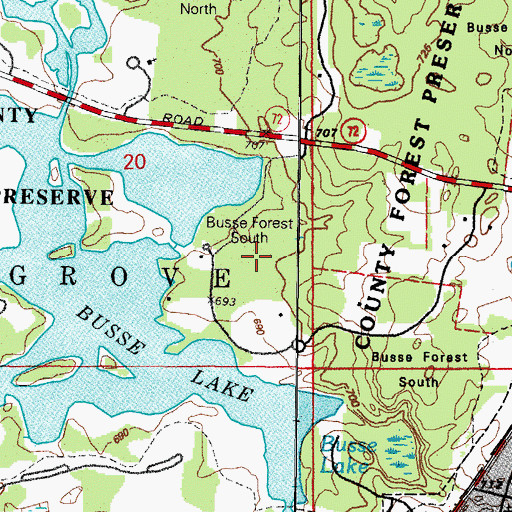 Topographic Map of Busse Forest South, IL