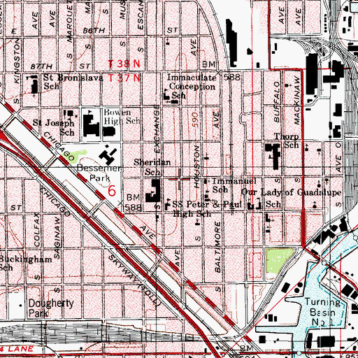 Topographic Map of Calumet, IL