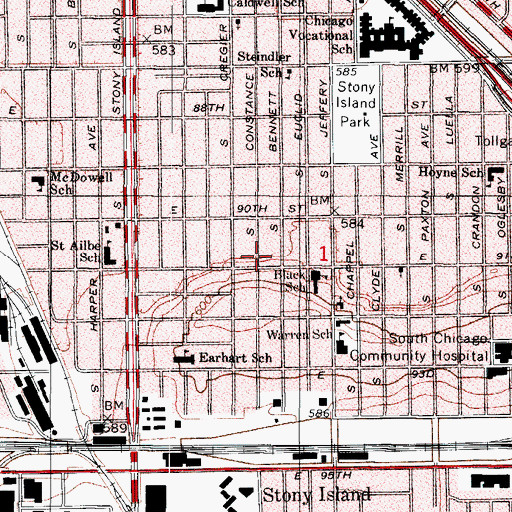 Topographic Map of Calumet Heights, IL