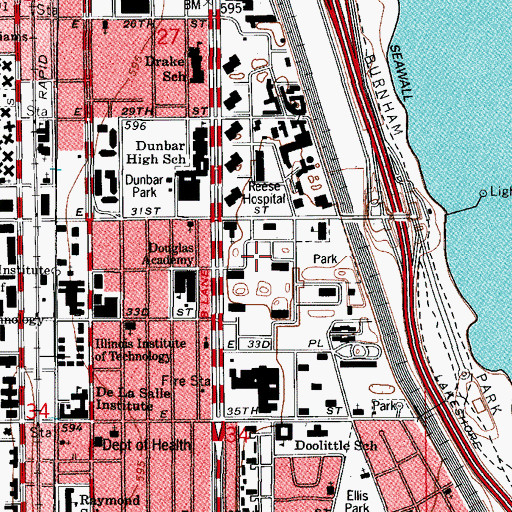 Topographic Map of Camp Douglas (historical), IL