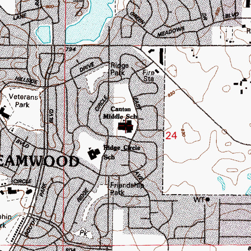 Topographic Map of Canton Middle School, IL