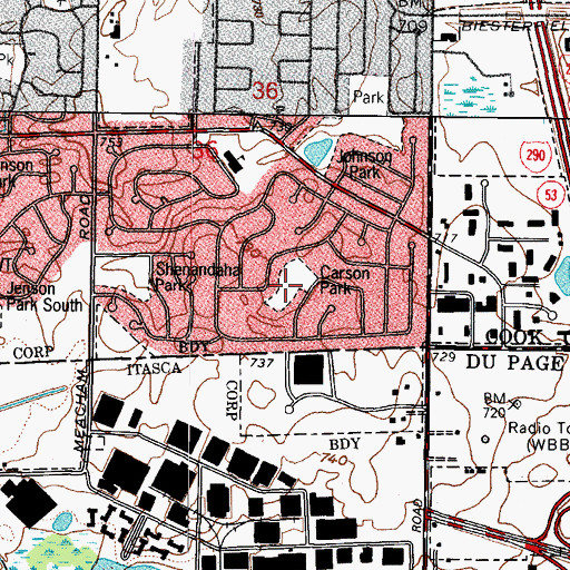 Topographic Map of Carson Park, IL
