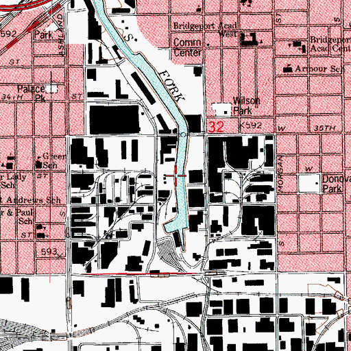 Topographic Map of Central Manufacturing District, IL