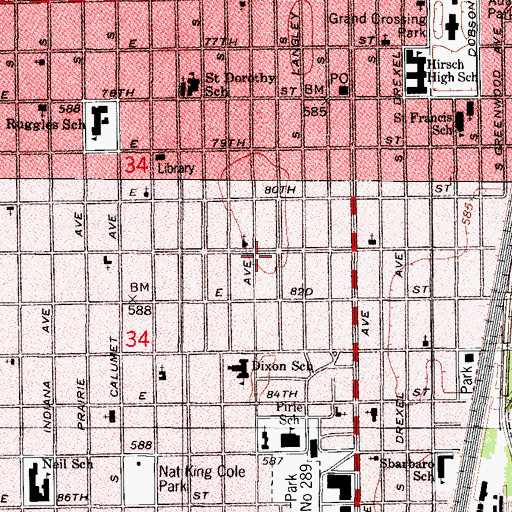 Topographic Map of Chatham Fields, IL