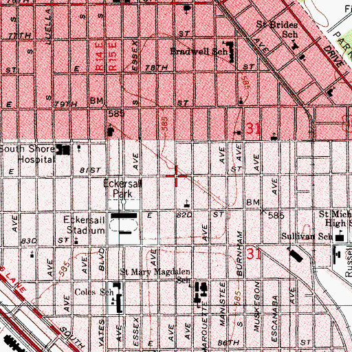 Topographic Map of Cheltenham, IL