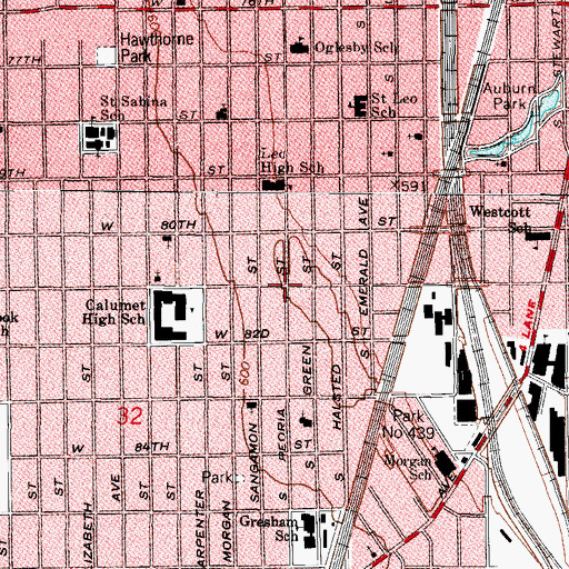 Topographic Map of Chester Highlands, IL