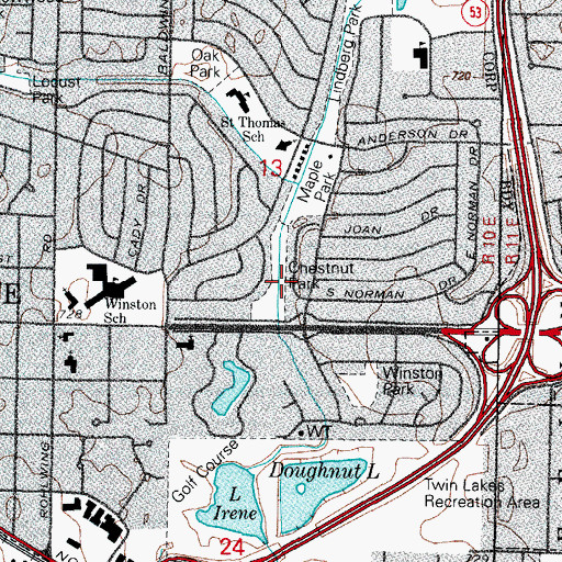 Topographic Map of Chestnut Park, IL