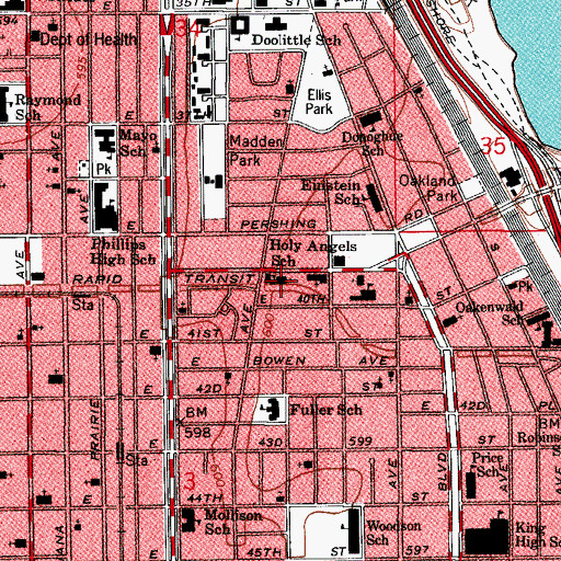 Topographic Map of Church of the Holy Angels, IL
