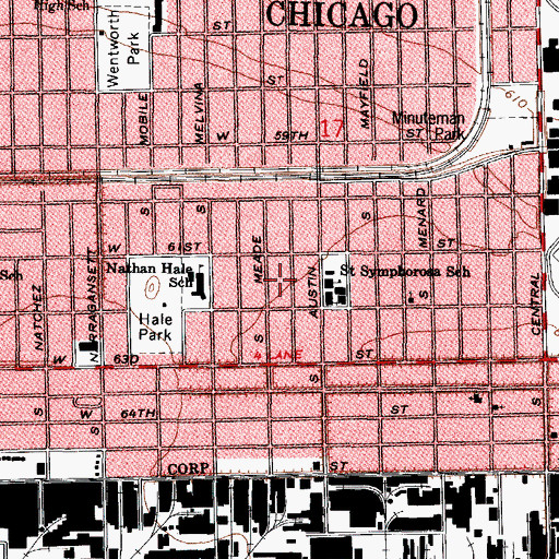 Topographic Map of Clearing, IL