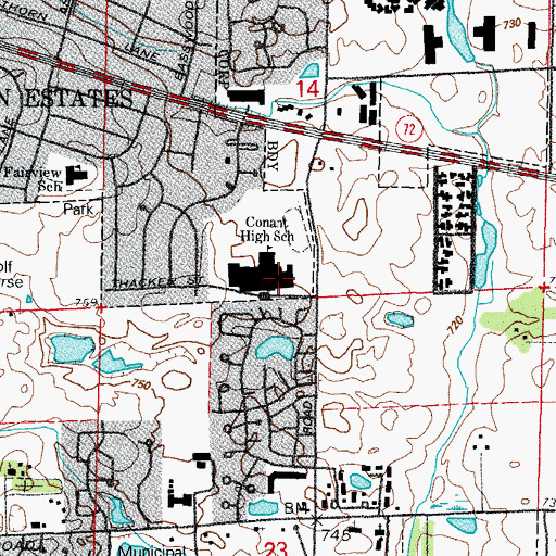 Topographic Map of James B Conant High School, IL