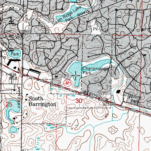 Topographic Map of Charlemagne Park, IL