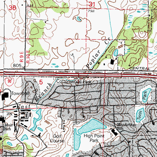 Topographic Map of Cottonwood Park, IL