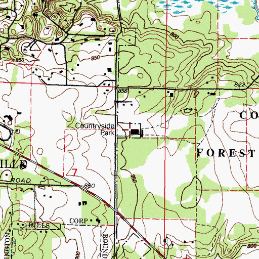 Topographic Map of Countryside Park, IL