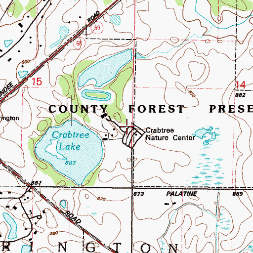 Topographic Map of Crabtree Nature Center, IL