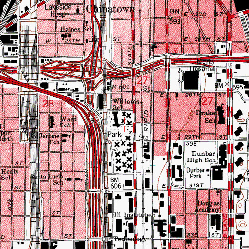 Topographic Map of Dearborn Homes, IL