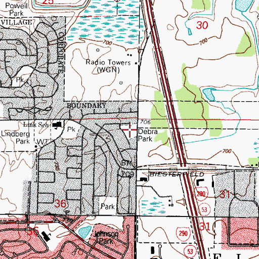 Topographic Map of Debra Park, IL