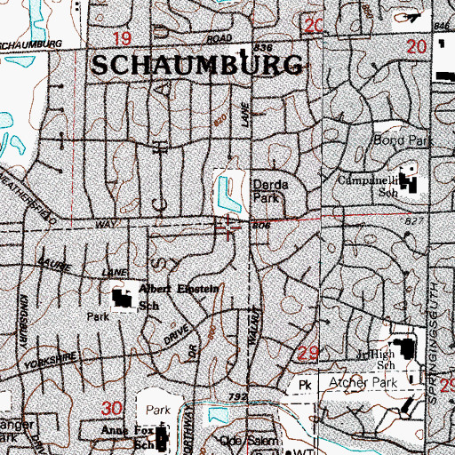 Topographic Map of Derda Park, IL
