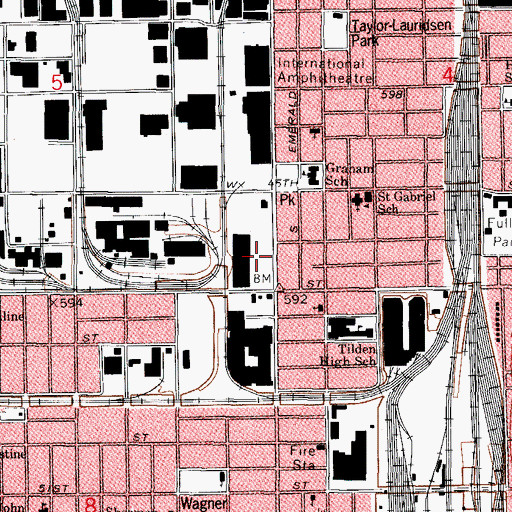 Topographic Map of Dexter Park Race Track (historical), IL