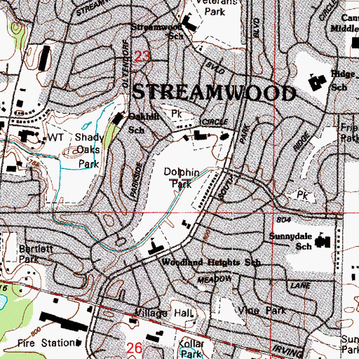 Topographic Map of Dolphin Park, IL