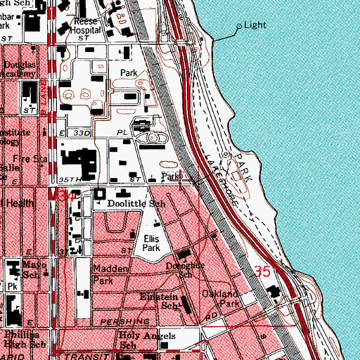 Topographic Map of Douglas Monument Park, IL