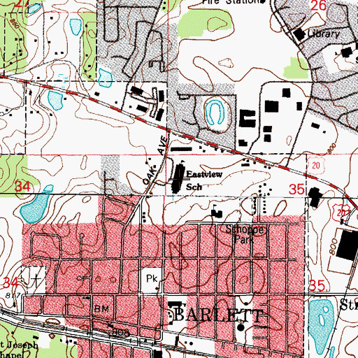 Topographic Map of Eastview Middle School, IL