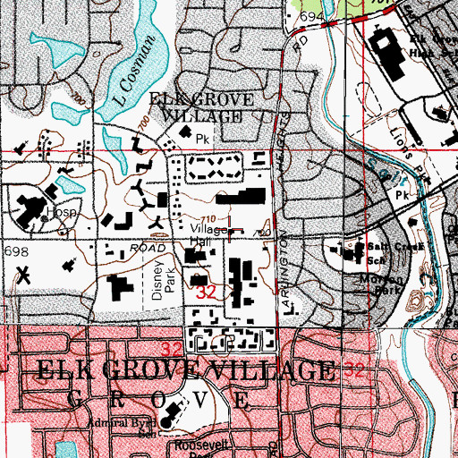 Topographic Map of Elk Grove Village Village Hall, IL