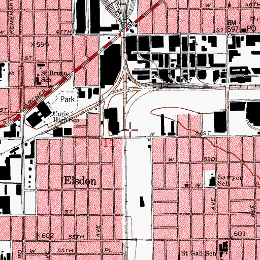 Topographic Map of Elsdon Station, IL