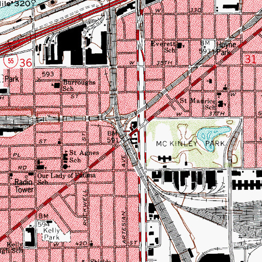 Topographic Map of Factoryville Post Office (historical), IL