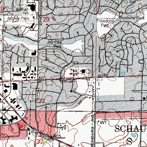 Topographic Map of Falk Park, IL