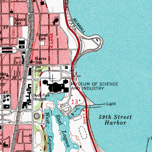 Topographic Map of Fifty-Seventh Street Beach, IL
