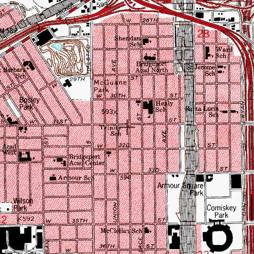 Topographic Map of First Lutheran Church of the Trinity, IL