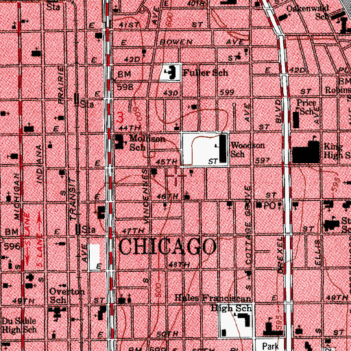 Topographic Map of Forestville, IL