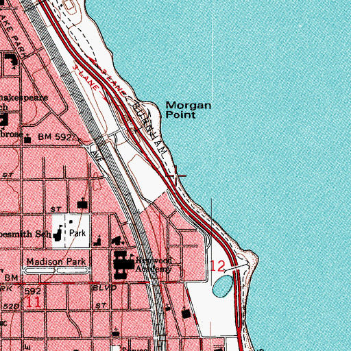Topographic Map of Forty-Ninth Street Beach, IL
