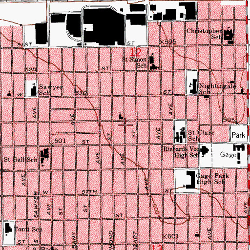 Topographic Map of Gage Park, IL