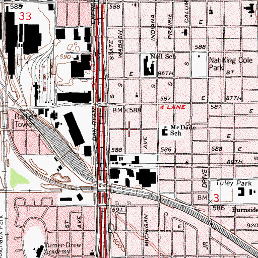 Topographic Map of Garden Homes, IL