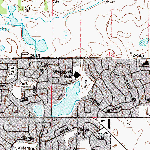 Topographic Map of Glenbrook Elementary School, IL