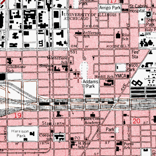 Topographic Map of Grace Abbott Homes, IL