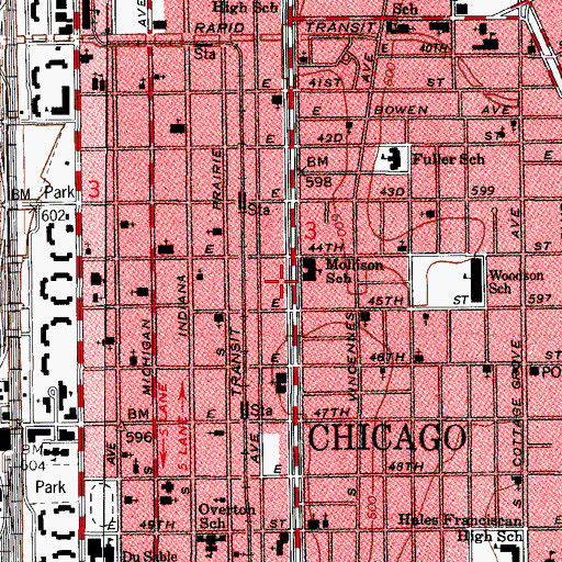 Topographic Map of Grand Boulevard, IL